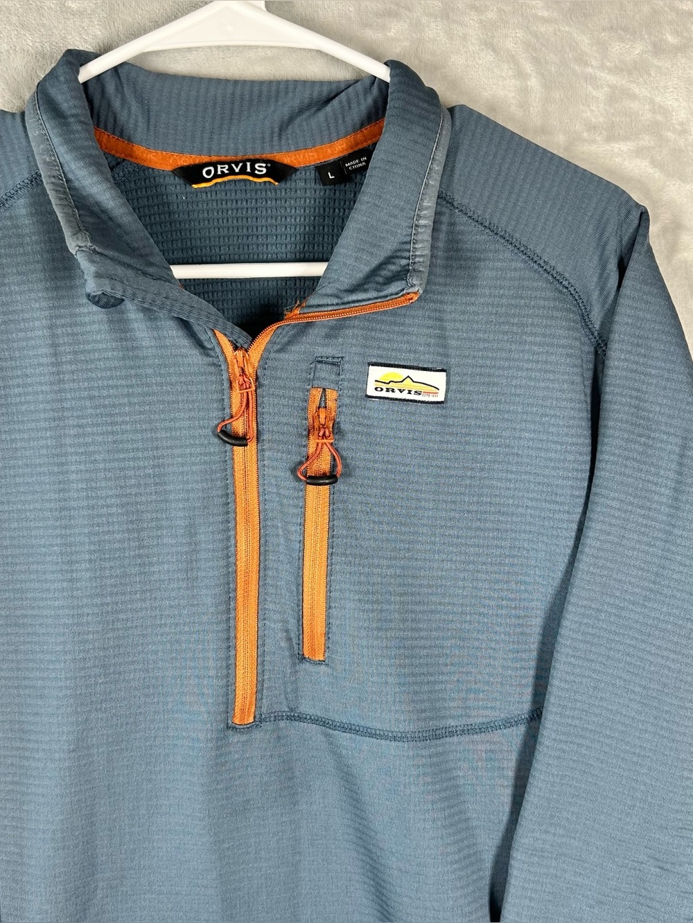 ORVIS Men's Size L Horseshoe Hills Quarter-Zip Fleece Blue
